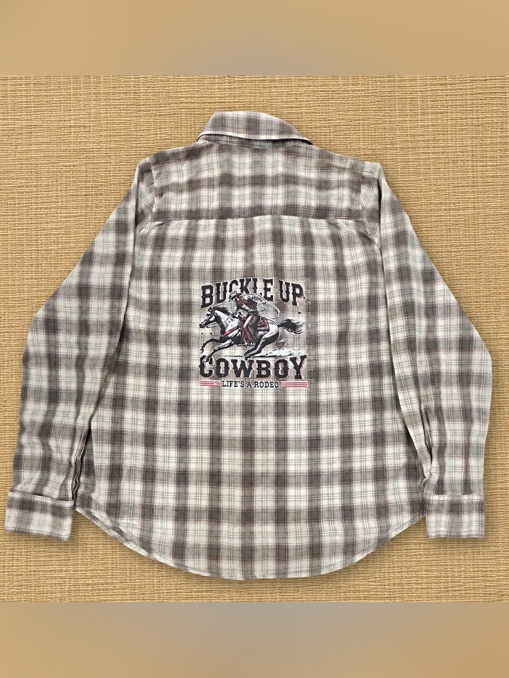 Carhartt Western Gray Plaid Women's Button-Up Shirt with Rodeo Graphic Back Sz M - Picture 4 of 16
